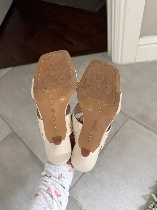 Vince Camuto Off-White Braided Two-Band Slide Mules - Picture 4 of 5